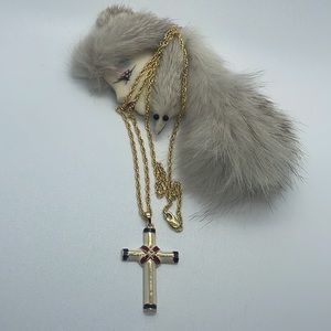 MBI Danbury Mint Patriotic Cross Diamond Necklace Vermeil Gold